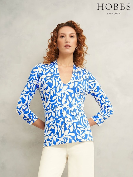 Hobbs Blue Aimee Printed Top (H44197) | R$ 445