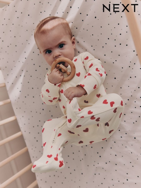 Red Heart Valentines Valentines Two Way Zip Baby Sleepsuit (0-2yrs) (H44217) | OMR5 - OMR6