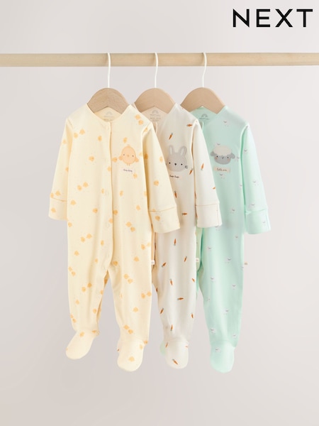 Yellow Easter Character - 3 Pack Baby Sleepsuits (0mths-2yrs) (H44315) | ‏94 ر.ق. - ‏104 ر.ق.