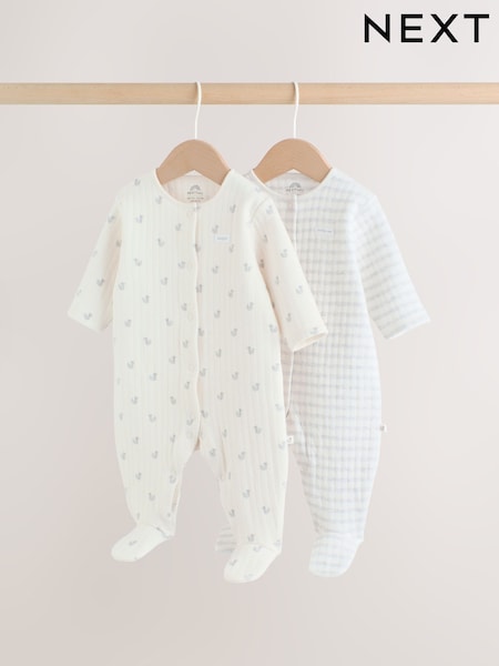 رمادي - Baby Quilted Sleepsuits 2 Pack (H44323) | ‏104 ر.ق. - ‏114 ر.ق.