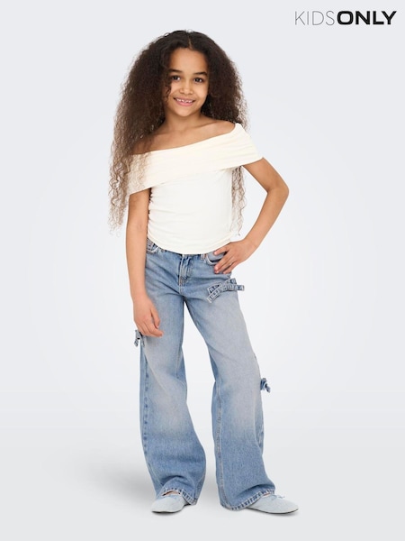 Bow Detail Wide Leg 100% Cotton Jeans (H44411) | €45