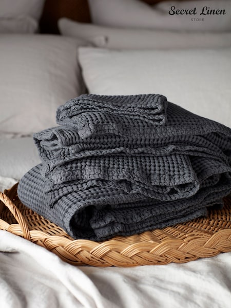 Secret Linen Store Graphite Grey Waffle Towel (H44566) | €22 - €40