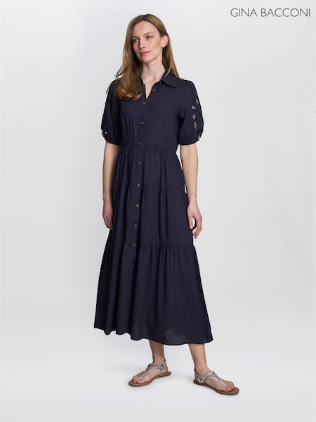 Gina Bacconi Blue Carey Puff Sleeve Dress (H44567) | €159