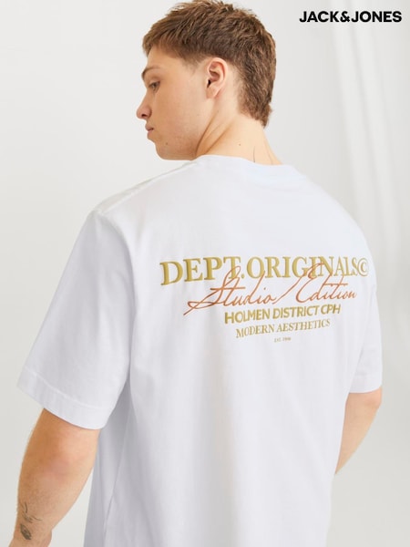 JACK & JONES White Short Sleeve Crew Neck 100% Cotton T-Shirt (H44607) | 89 QAR