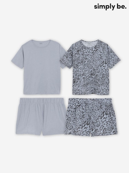 Simply Be Grey Value Short Pyjamas Set 2 Pack (H44662) | €42