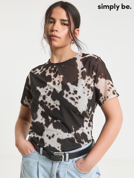 Simply Be Cow Print Mesh T-Shirt (H44669) | €29