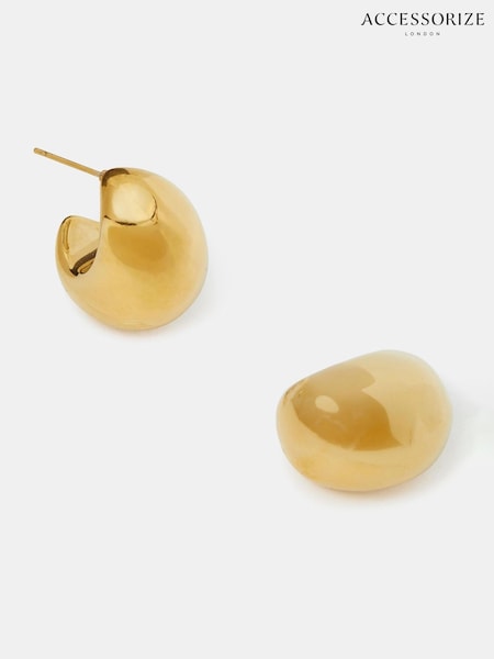 Accessorize Gold Tone 14ct Chunky Dome Hoop Earrings (H44673) | €31