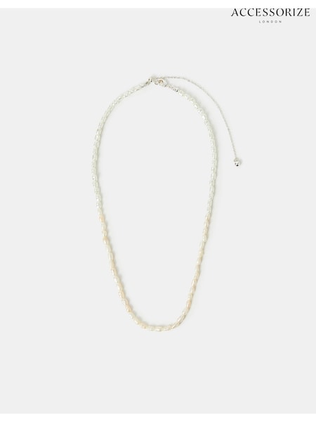 Accessorize Silver Tone Seed Pearl Necklace (H44674) | ₪101