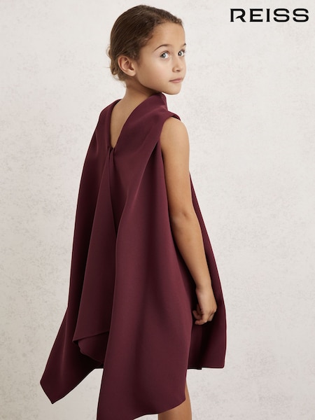 Reiss Burgundy Shauna 9-13 yrs High-Neck Drape Back Dress (H44696) | €131