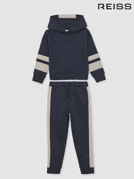Reiss Navy Cara Cotton-Blend Joggers and Hoodie Set (H44697) | €95