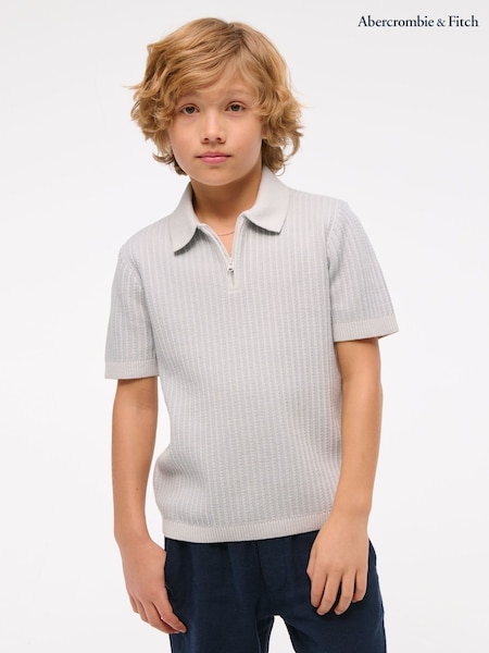 Grau - Abercrombie & Fitch Knitted Polo Shirt (H44805) | 61 €