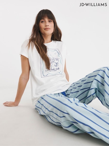 JD Williams Blue Stripe Print Pyjamas Set (H44816) | €40