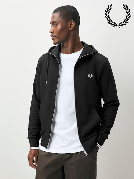 Fred Perry Zip Up Black Hoodie (H44817) | 166 €