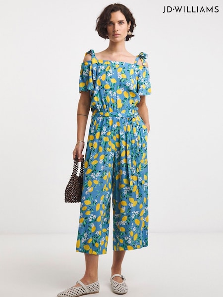 JD Williams Blue Crinkle Tie Strap Jumpsuit (H44823) | €48