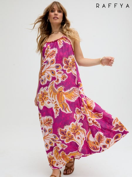 Raffya Ida Spaghetti Strap Botanical Print Maxi Dress (H44877) | €142