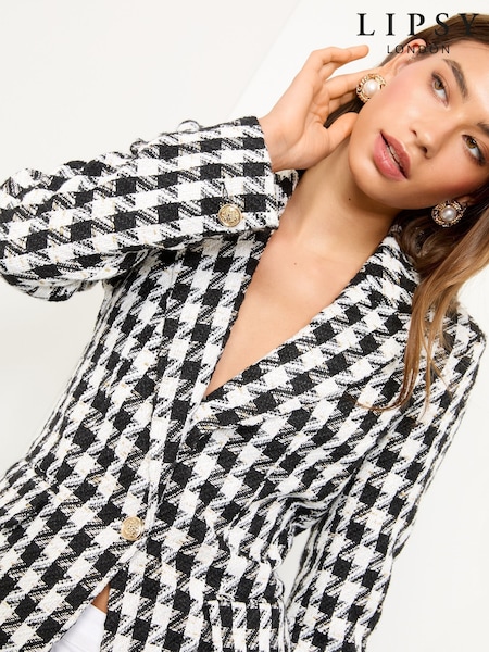 Black and White Houndstooth - Lipsy Single Breasted Blazer (H44882) | 102 €