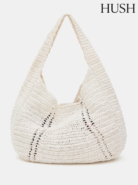 Valkoinen - Hush Raffia Oversized Tote Bag (H44910) | €142