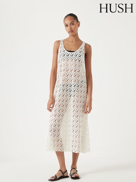 Valkoinen - Hush Brodeerattu Hihaton Kukallinen Mekko (H44920) | €158