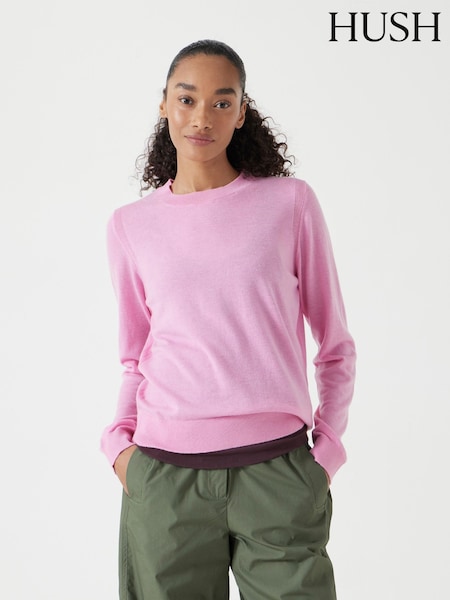 Hush Pink Fine Knit Crew Jumper (H44923) | €102
