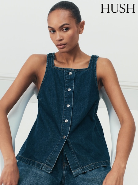 Hush Blue Denim 100% Cotton  Waistcoat (H44930) | €106