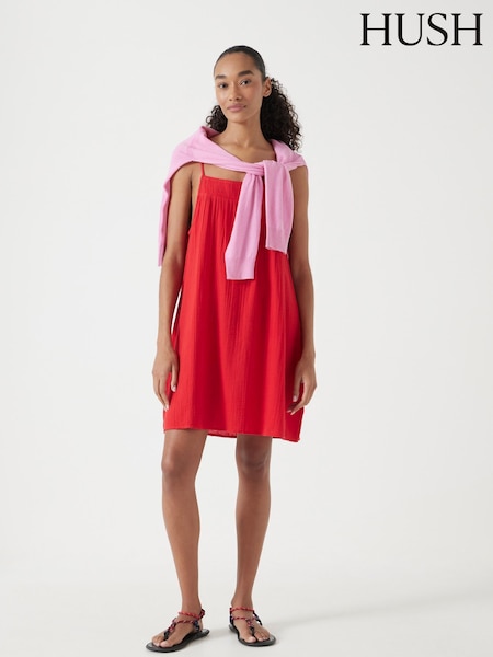 Hush Red Cali Cotton Gauze 100% Cotton Mini Dress (H44933) | ₪352