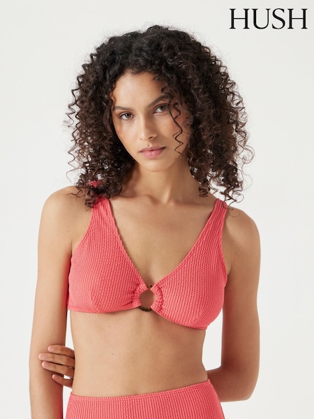 Hush Pink Crinkle Ring Bikini Top (H44935) | ₪251
