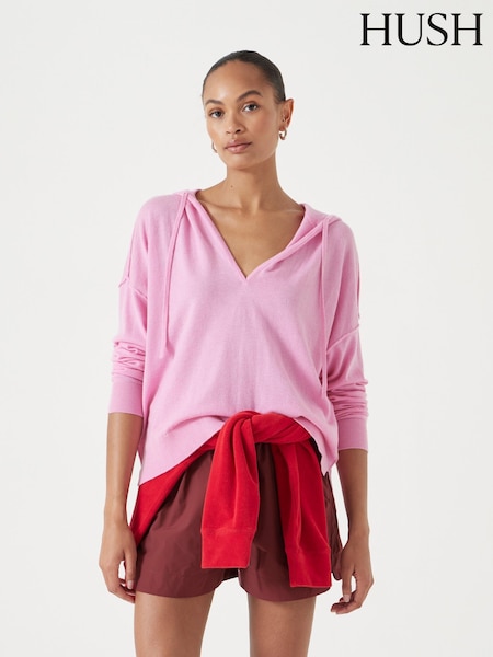 Hush Pink Fine Knit Hoodie (H44936) | €114