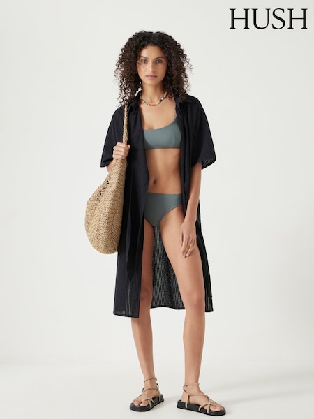 Musta - Hush Seersucker Solmio Front 100% Puuvilla Mekko (H44945) | €142