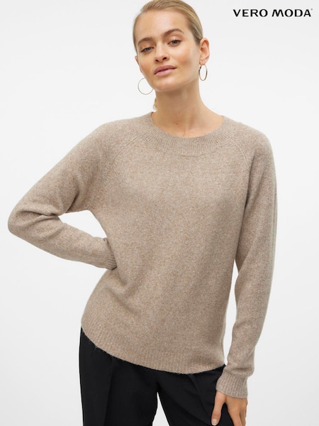 VERO MODA Natural Round Neck Knitted Jumper (H44959) | ₪126