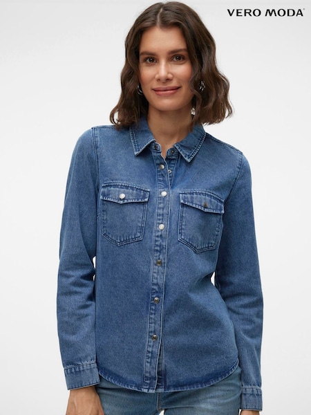 VERO MODA Blue Long Sleeve Denim Shirt (H44964) | ₪191