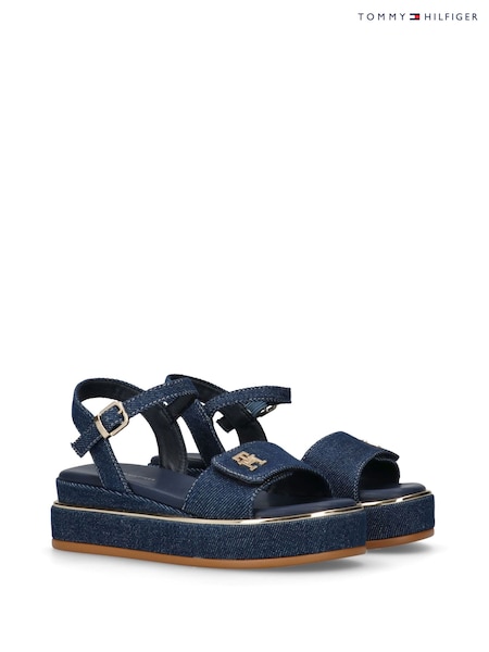 Tommy Hilfiger Blue Denim Platform Sandals (H45015) | ₪392 - ₪412
