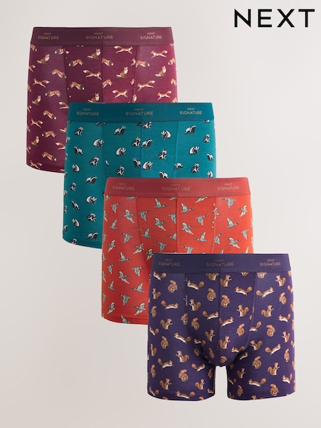 Green/Orange Woodland Animals Signature Cotton Rich Boxers 4 Pack (H45157) | 151 SAR