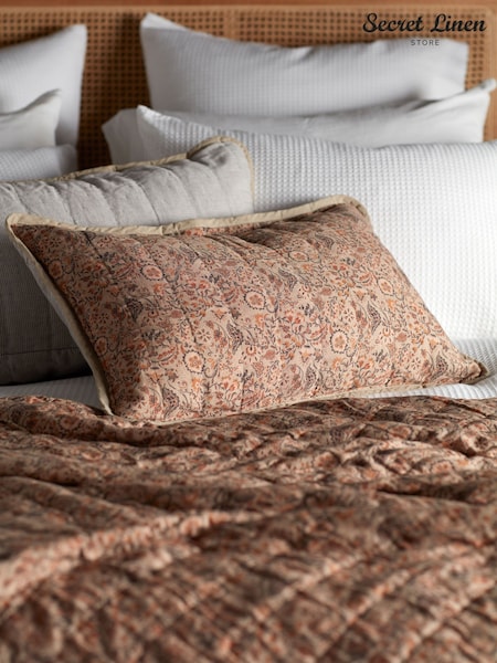 Secret Linen Store Brown Ellie 100% Cotton Quilted Cushion Cover (H45167) | €45