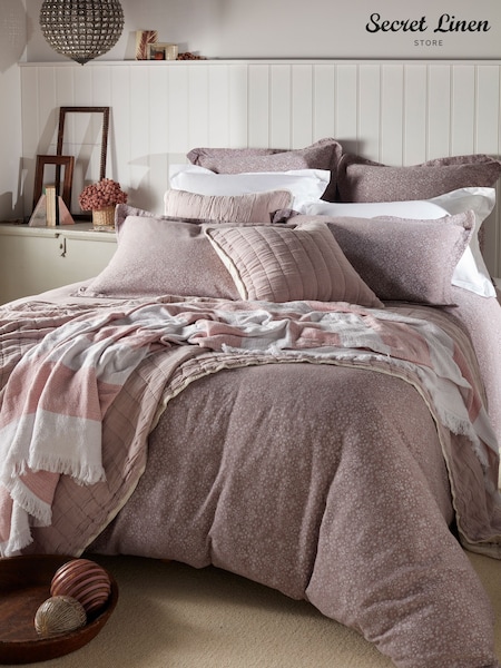 Secret Linen Store Pink Jasmine Floral Jacquard 100% Cotton Duvet Cover (H45174) | €143 - €176