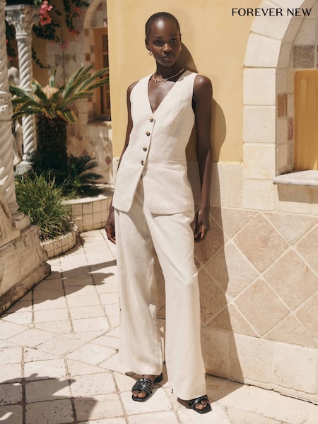 Forever New Pure 100% Linen Martha Wide Leg Pants (H45224) | 107 €