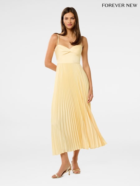 Forever New Yellow Chloe Pleated Midi Dress (H45231) | € 187