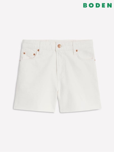 Boden White 100% Cotton Cut Off Denim Shorts (H45259) | €107