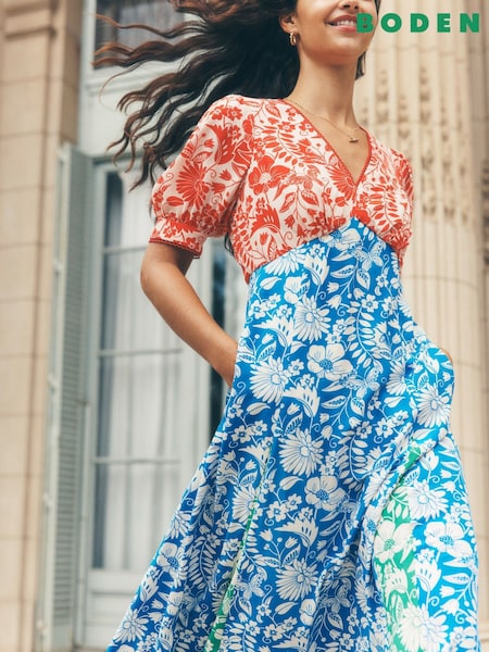 Boden Blue Rosie Godet Tea Dress (H45268) | €173