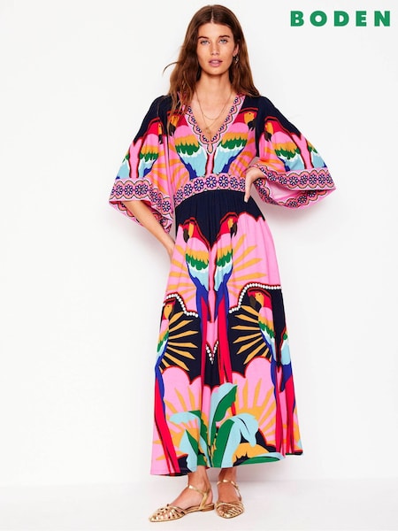 Boden Multi Pink Maya Kimono Jersey Maxi Dress (H45284) | €184