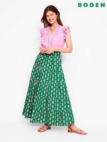 Boden Nadia Poplin Maxi 100% Cotton Skirt (H45287) | ‏493‏₪