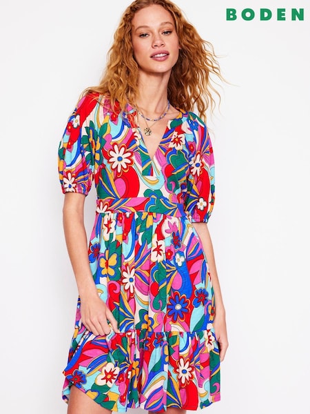 Boden Pink Piper Short Jersey Dress (H45315) | ₪382
