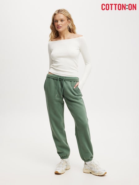 Vihreä - Cotton On Plush Essential Gym -verryttelyhousut (H45364) | €39