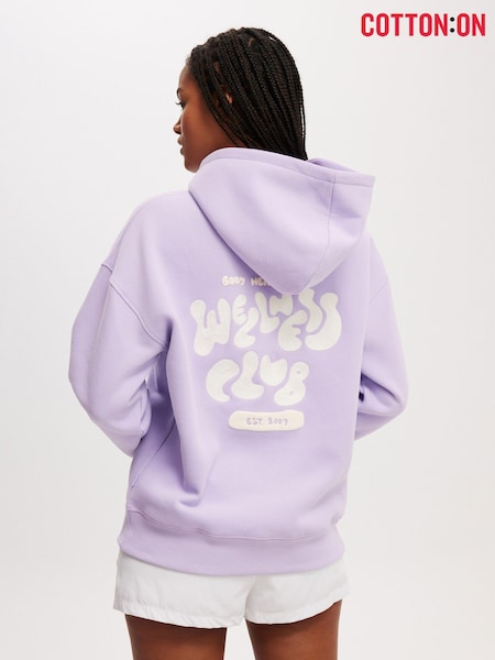 Cotton On Light Purple Plush Premium Graphic Hoodie (H45375) | ₪176