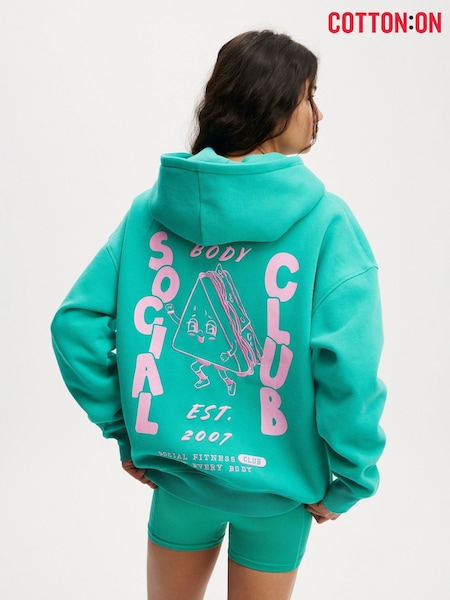Cotton On Green Plush Premium Graphic Hoodie (H45379) | €54