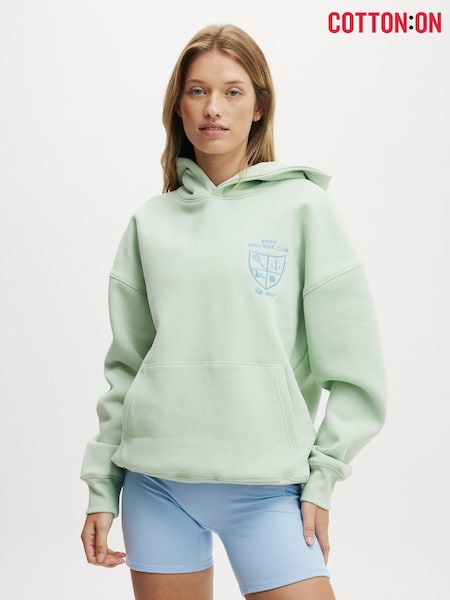 Cotton On Light Green Plush Premium Graphic Hoodie (H45389) | €24