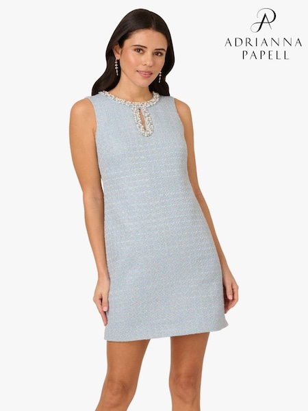 Adrianna Papell Blue Embellished Boucle Shift Dress (H45391) | €224