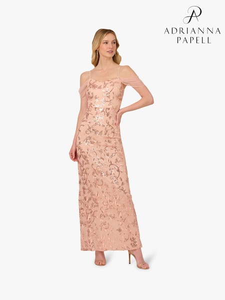 Adrianna Papell Pink Papell Studio Sequin Embroidery Gown (H45392) | 1,333 LEI