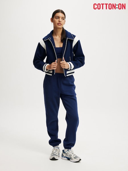 Синий - Cotton On On Field Panelled Bomber Jacket (H45395) | €40