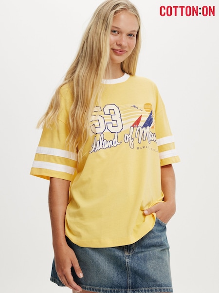Keltainen - Cotton On The Boxy Graphic 100% puuvillainen T-paita (H45416) | €30