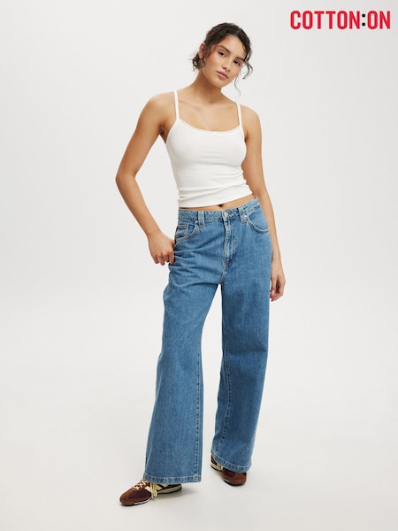 Cotton On Blue Low Rise Super Baggy 100% Cotton Jeans (H45418) | €53